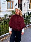 Eirins Fletteponcho Mørk Rød